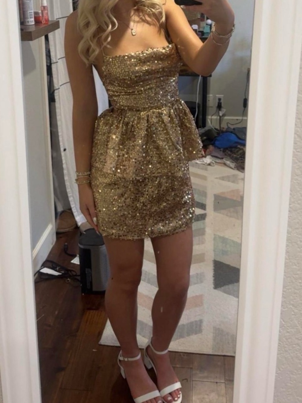 Gold sequin dress